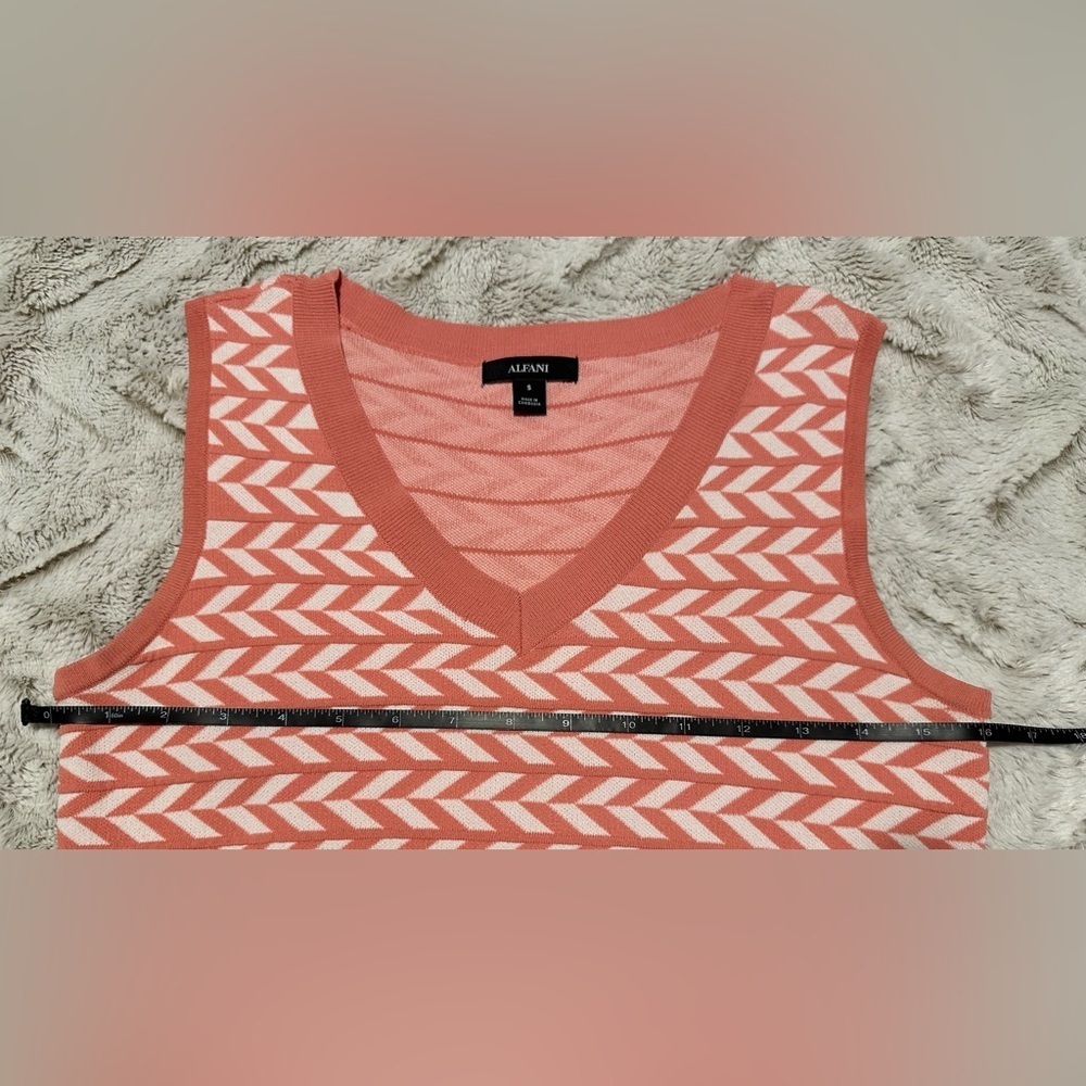 Alfani Coral Chevron Herringbone Pullover Knit Top - Picture 5 of 10